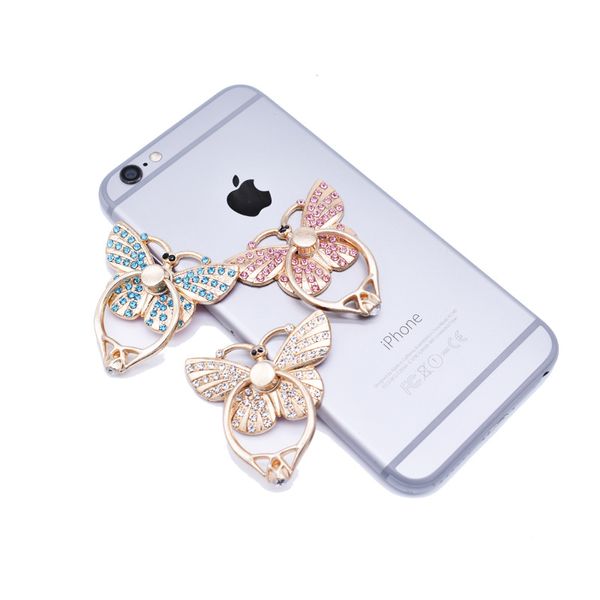 Роскошный кольцевой держатель мобильного телефона для iPhone Samsung Elegant Bollfly Bow Bling Diamond Уникальный держатель мобильного телефона Мода с пакетом Hot