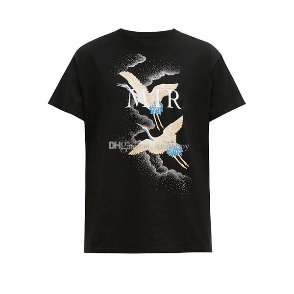 

luxury mens designer t shirts summer t shirt crane printing designer t shirt hip hop fashion men women short sleeve tees size s-xxl, White;black