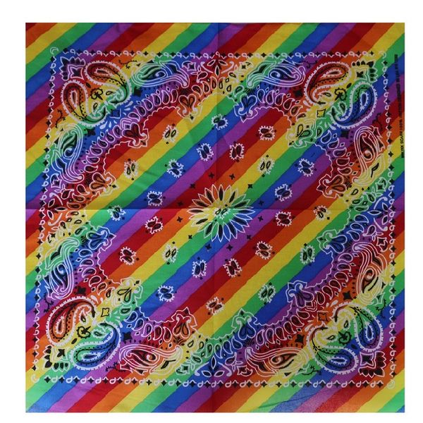 

foxmother new 100% cotton multicolor rainbow striped paisley bandana men women, Blue;gray