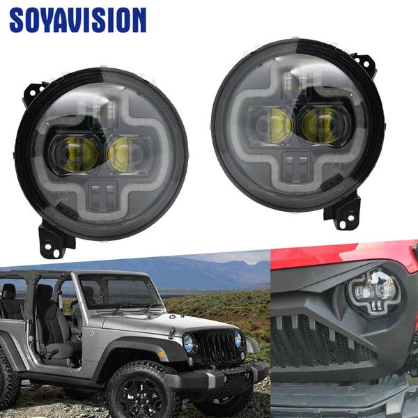 

23cm 9 inch new led round headlight high low beam light halo angle eyes headlamp circle light for wrangler jl 2018 2019
