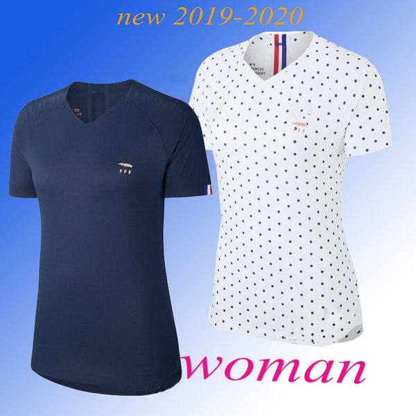 

19 20 thailand francesr griezmann women home soccer jersey 2019 world cup mbappe away female french shirt pogba kante girl football francia, Black;yellow