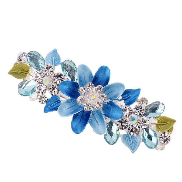 

new women fashion hair flower accessories floral shape rhinestone shiny hair clip hairpin gift, Silver