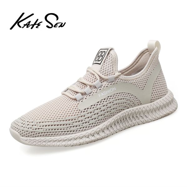 

katesen mesh men casual shoes lac-up men shoes lightweight comfortable breathable walking sneakers tenis feminino zapatos, Black
