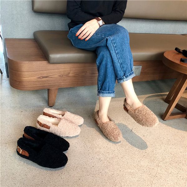 

2019 women shoes round toe casual female sneakers shallow mouth dress new grandma nurse comfortable flock leisure winter, Black
