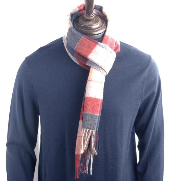 

2020 highly selected 100% wool multi color plaid scarf navy burgundy light yellow, warm winter men scarf comfortable material, Blue;gray