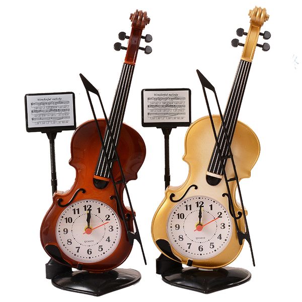 

retro violin model alarm clock modern figure gadgets clock home decoration kid toy gift craft electronic timer desk alarm