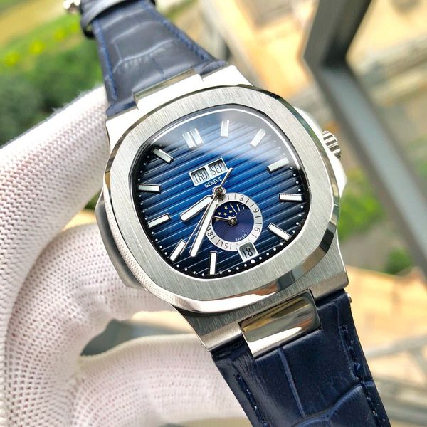 

wristwatches men watches automatic movement leather band 42mm waterproof wristwatch mechanical watch for 5711, Slivery;brown