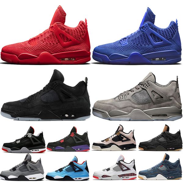 

jumpman knit 4 4s women men basketball shoes black red orange volt black grey new bred travis scott pale citron designer trainers sneakers, White;red