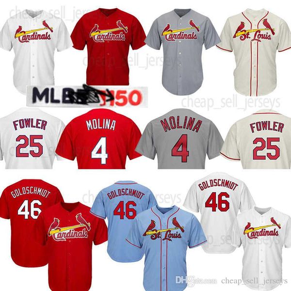 

46 Paul Goldschmidt jersey St. Louis jerseys 4 Yadier Molina Cardinals 25 Dexter Fowler 2018-2019 new baseball jersey men
