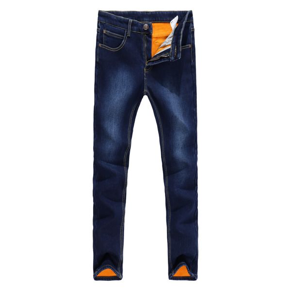 

mens jeans 2017 new winter stretch thicken jeans with warm fleece denim jean pants trousers size 27-36, Blue