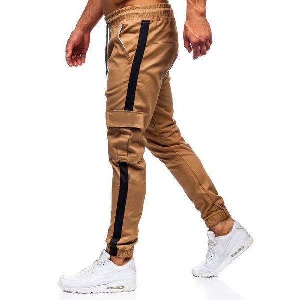 

cysincos men joggers pants 2020 autumn mens sweatpants side patchwork mens joggers sweatpants men's workout slim fit trousers, Black