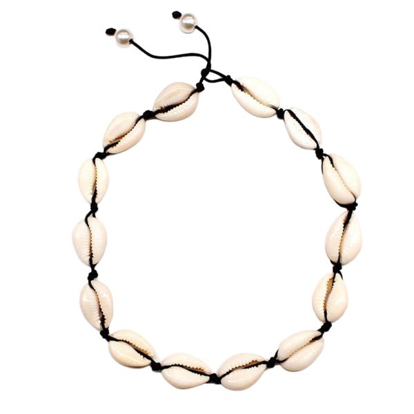 

women's natural necklace with shell pendant, Black
