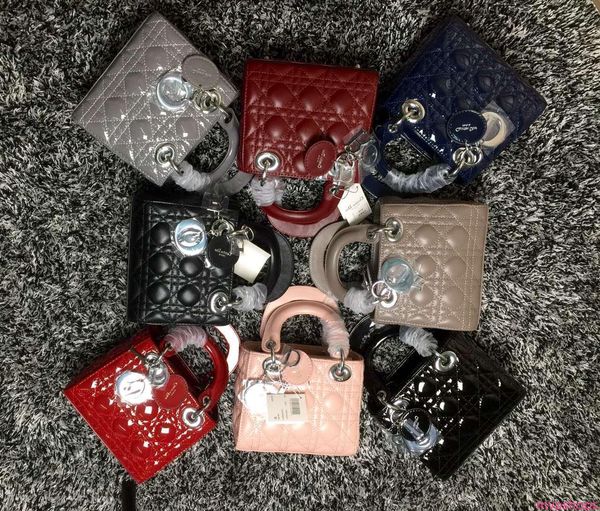 

luxury quality brand design lady plaid shoulder bag genuine patent leather 3 plaid chain bag lambskin with charms miss handbag