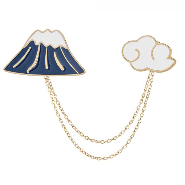 

personality snow mountain cloud pins chain ornament cute special brooch creative new trend gift for boys, Gray