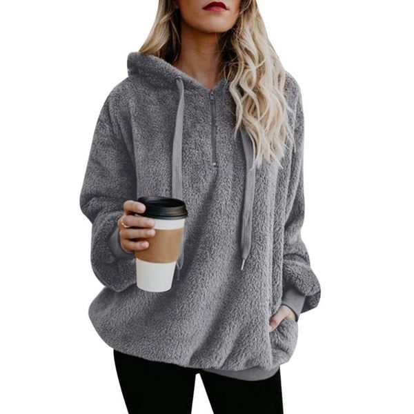 

ysdnchi thicken coat outwear autumn winter women hoodies fleece hooded long sleeve zipper fashion jacket sweatshirts ladies, Black;brown