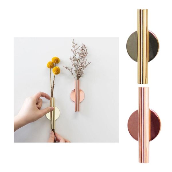 

2pcs wall-mounted flower tube wall hanging metal vase iron art decor, 4''h