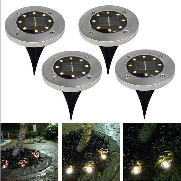 Solar Light Ground Solar Powered Garden Lamp Outdoor Pathway LED Light 4pcs / set Yard Prato Lampade Solar Landscape Light Decoration 8LED LT1075