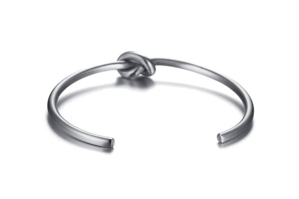 

trendy round open knot cuff bangle bracelets for women elegant gold-color jewelry noeud armband pulseiras, Golden;silver