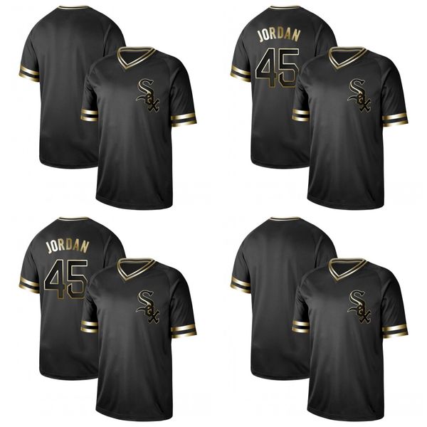 

2019 Mens Chicago 45 Michael Black Gold Edition White Sox Baseball Jerseys stitched Shirt Blank No Name No Number