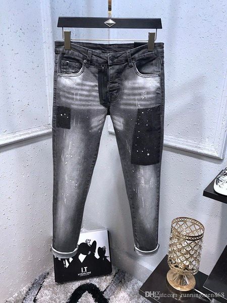 

new arrivals mens jeans designer patch denim pants motorcycle biker intac fashion slim zipper hip hop jeans italy size max w40, Blue