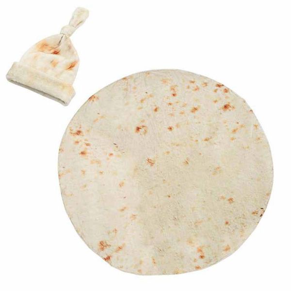 

newborn baby 2pcs/set tortilla blanket hat 85cm coral velvet swaddle wrap for baby sleeping infant blanket