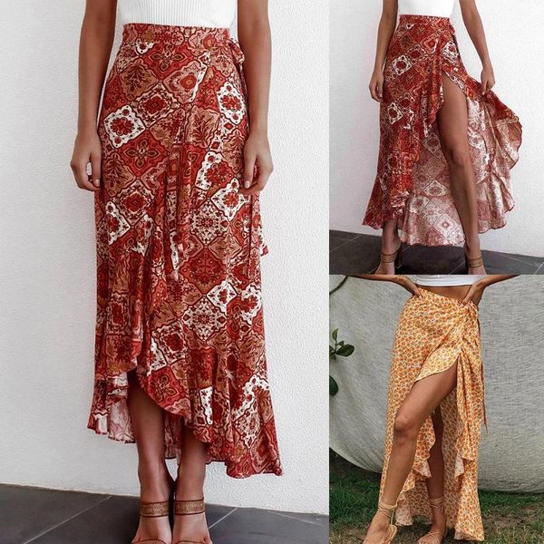 

polka dot wrap ruffle summer skirt women 2020 new fashion red office skirt female high waist sash skirts elegant, Black