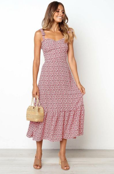 

spring summer women dress sling small flower print slim waist femal clothes dres, Black;gray