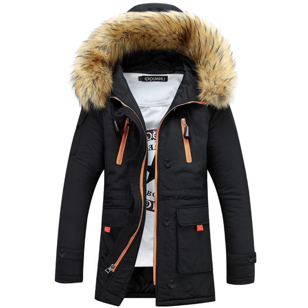 

fashion warm mens winter parkas jacket casual slim hooded men overcoat, Tan;black