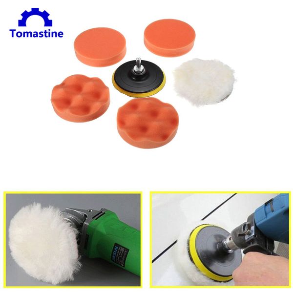 

6 pcs 3 inch polishing pads sponge and woolen polishing waxing buffing pad kit set with m10 drill adapter