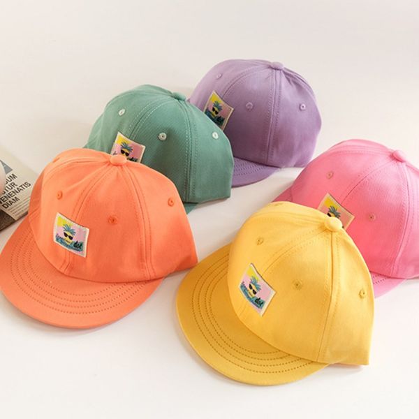 

baby cap boy girl embroidery number baby baseball cap summer autumn children cotton sun hat, Yellow