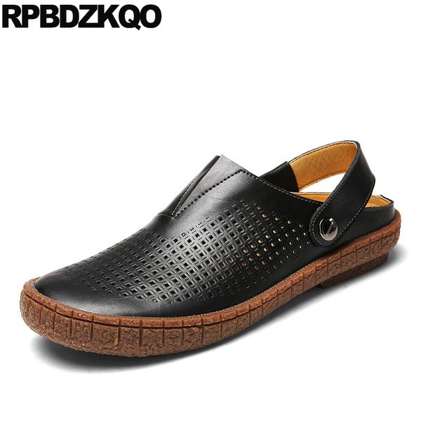 

outdoor slippers 2019 strap black mules nice brown shoes native water men sandals leather summer closed toe breathable slides