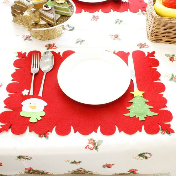 

new merry christmas decorations snowflakes cup pad mat non-woven fabric dinner party dish tray placemat pads home christmas