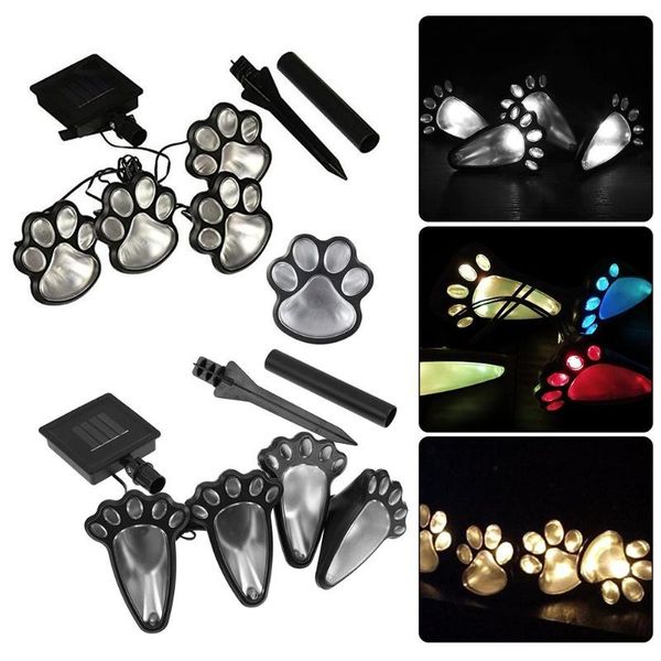

4led солнечный свет cat paw животных печати светодиодные фонари сад на открытом воздухе путь дорожки украшения свет лужайки cat paw следы ла