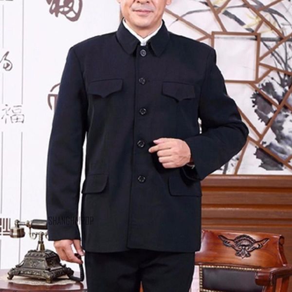 

men single breasted mao jacket chinese tunic blazer coat zhongshan slim fit new 058-096, White;black