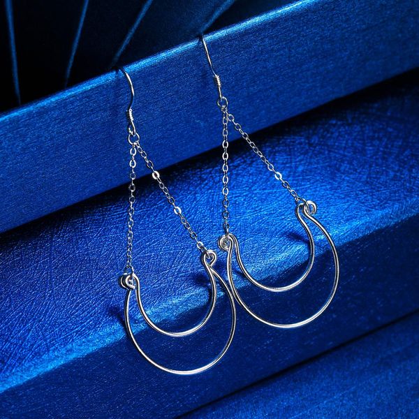 

dangle & chandelier tuliper moon shaped bridal earrings 925 sterling silver for women wedding party jewelry gift