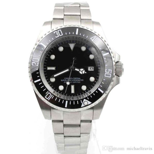 

mens watch deep ceramic bezel sea-dweller sapphire cystal stainless steel glide lock solid clasp automatic mechanical mens watches, Slivery;brown