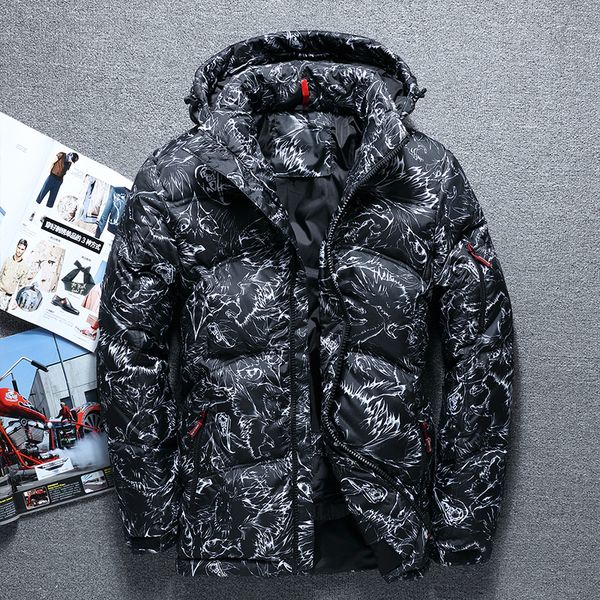 

men's down & parkas fashion brand white duck thick jacket men coat snow male warm clothing winter outerwear, Black