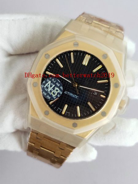 

2019 высочайшее качество роскошные наручные часы 18k желтый n8 factory royal oak gold 41mm 15450ba.oo.1256ba.02 автоматические мужские часы, Slivery;brown