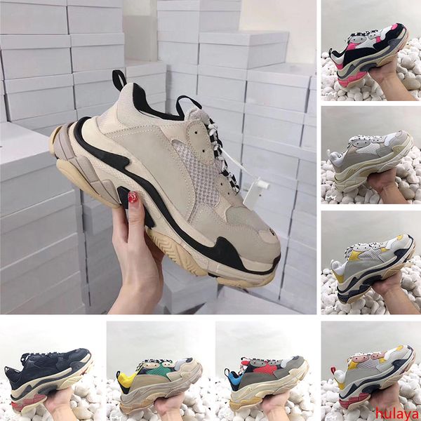 

2020 мода роскошный дизайнер triple s paris 17fw кроссовки мужчины женщины тренеры спорт повседневная папа обувь triple-s бежевый черный вин