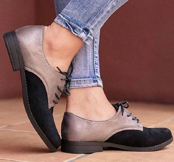 

brogue women shoes spring autumn lace up low heels casual ladies pumps retro platform office shoes female footwear zapatos mujer, Black
