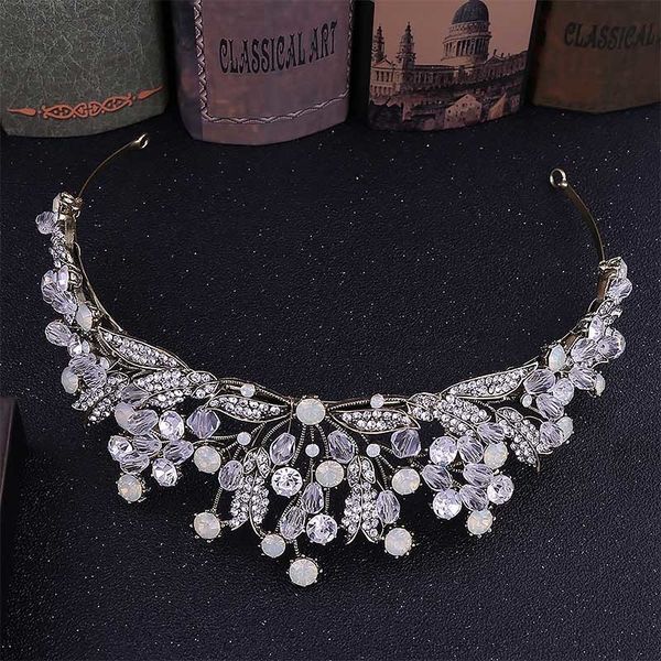 

luxury rhinestone crystal noiva tiaras and crowns head jewelry wedding bride diadem coronal headpiece bridal hair accessories jl, Golden;white