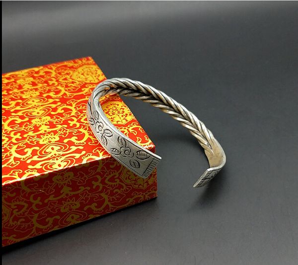 

handmade miao silver folk wind roll silk bracelet exquisite lily flower multi layered bracelet elegant retro gift