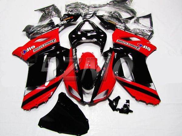 

4gifts new abs motorcycle full fairings kit fit for kawasaki ninja zx6r 636 zx-6r 2007 2008 07 08 bodywork set custom black red