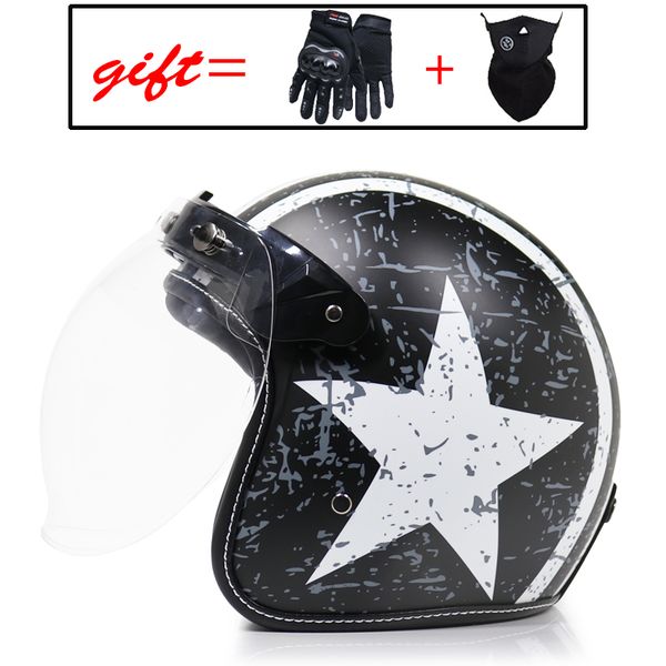 

leather retro motorcycle helmet 4/3 helmet face mask goggles old off-road motorcycle capacete m-xl size