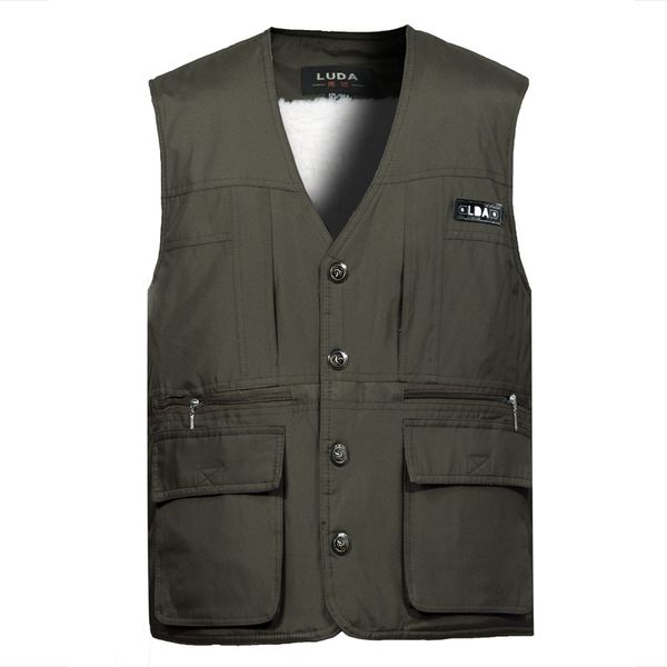 

2019 new men casual autumn winter sleeveless pgraph vest mens multi pocket coldproof fleece warm v-collar waistcoat, Black;white