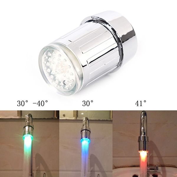 

3 color silver kitchen tap led water faucet light glowing shower head aerators