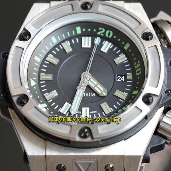 

version 48mm 731 1190 green dial miyota automatic mechanical mens watch sapphire steel case rubber strap luxury designer sport watches, Slivery;brown