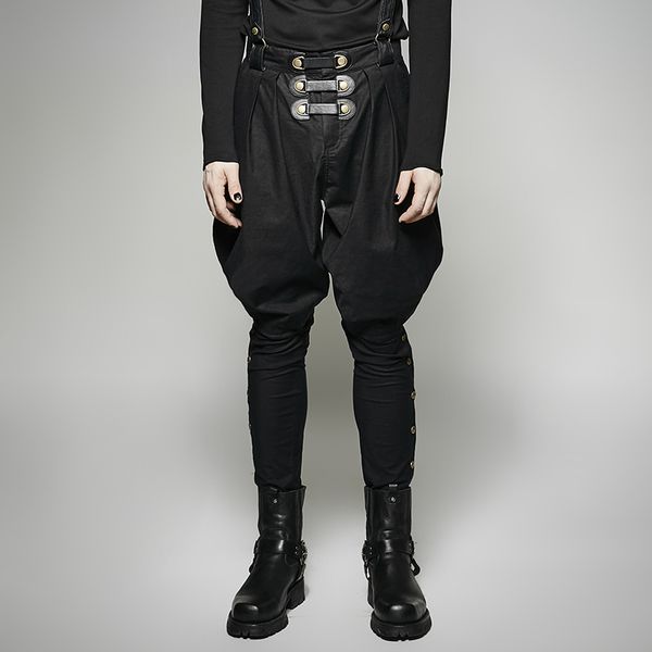 

men's pants punk uniform street rock hip-hop harem steampunk gothic two-wear black trousers
