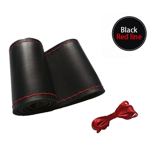

38cm diy steering wheel covers soft leather braid on the steering-wheel of car with thread interior accessories