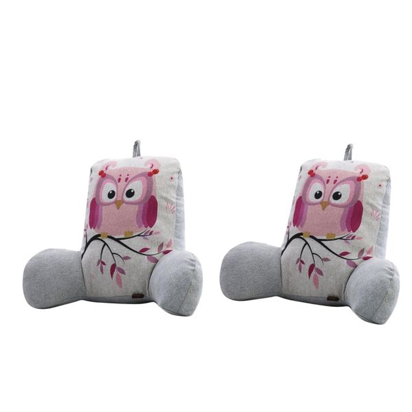 

2pcs bed rest reading pillow with arms and pockets for for kids teens & adults - premium shredded memory foam pink
